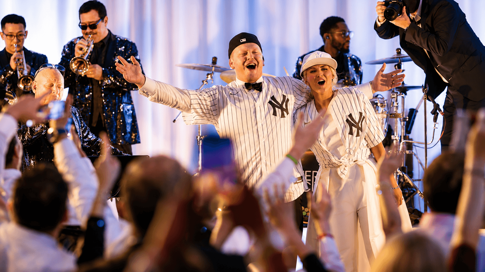 Wedding reception with live band and celebration