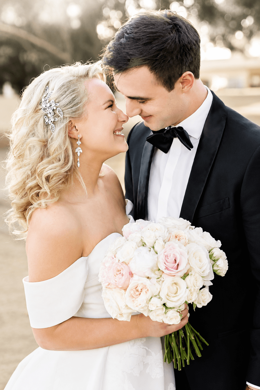 Close couple portrait with roses